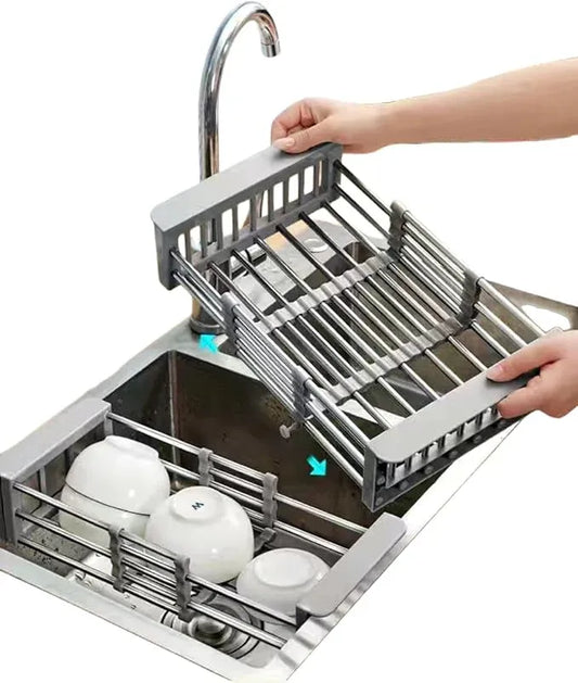 Kitchen Drain Rack, Expandable Sink Dish Drying Organizer