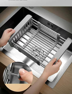 Kitchen Drain Rack, Expandable Sink Dish Drying Organizer